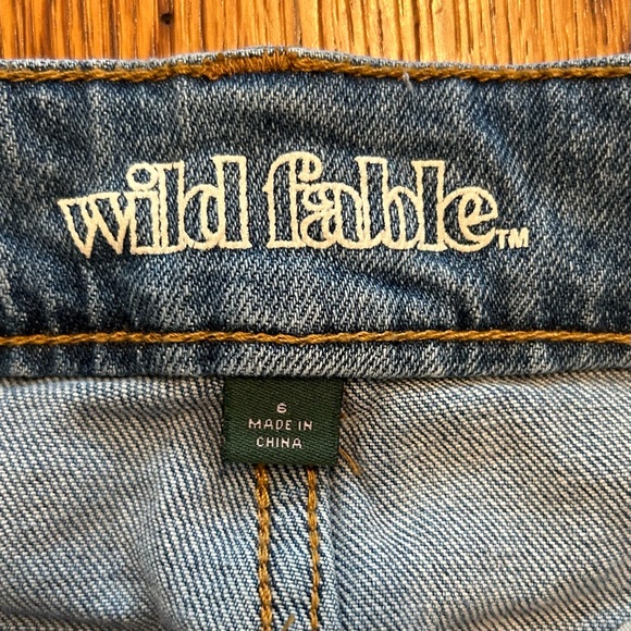 Target Wild Fable Button Front Knee Length Distressed Denim Jean Skirt Women 6 - Picture 8 of 9